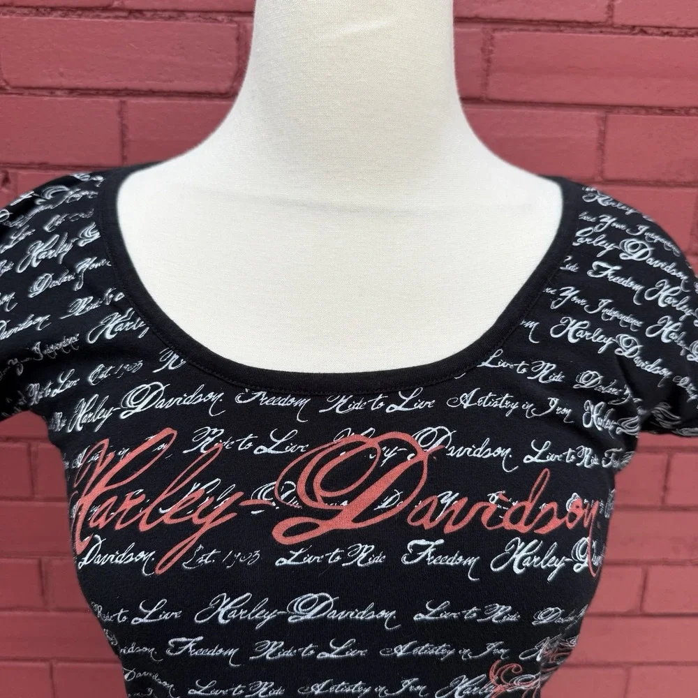 Harley Davidson Live‎ To Ride Shirt Womens Size Small Biker Grunge Punk Spellout